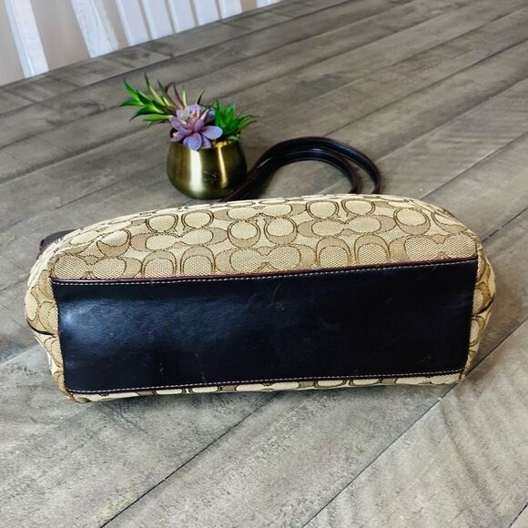 Coach Beige/Brown Signature Canvas and Leather Sophia Chain Tote - Picture 7 of 10